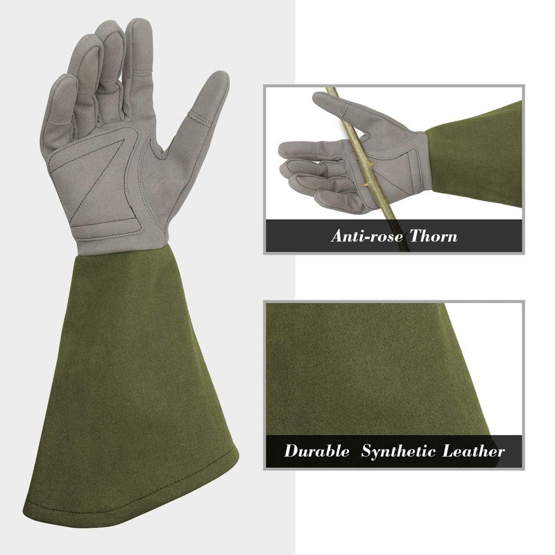 Intra-FIT Rose Pruning Gloves Thorn Proof, Embroidery Leather Gardening Gloves with Extra Long Forearm Protection - Image 3